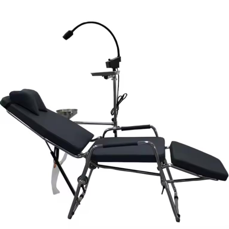 Kurtvenid Portable Lab Foldable Chair GU-P101 with Stainless Steel Frame Instrument Tray LED Operating Light and Doctor's Chair