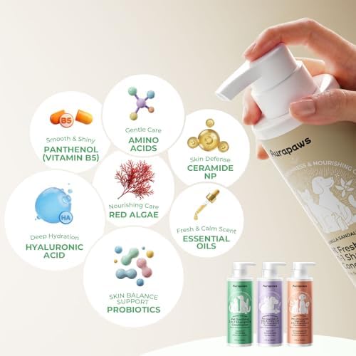 Aurapaws Probiotic Dog Shampoo and Conditioner, Sandalwood Blend, 17oz Each - 4