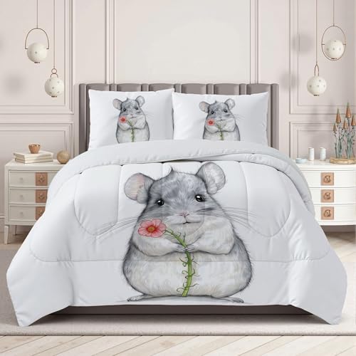 Couette Imprimée Totoro Tenant Un Bouquet Couette 4 Saisons Dessin Au Crayon Legere et Chaude Linge de Lit Réversible 140x200cm - Sans Housse pour lit 1...