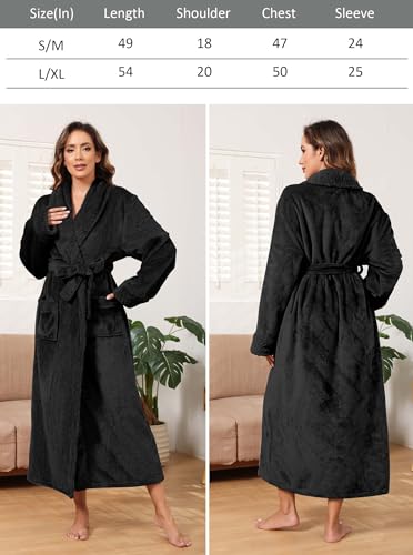 Image of Hellomamma Long Bath Robe for Womens Plush Soft Fleece Bathrobes Nightgown Ladies Pajamas Sleepwear Housecoat