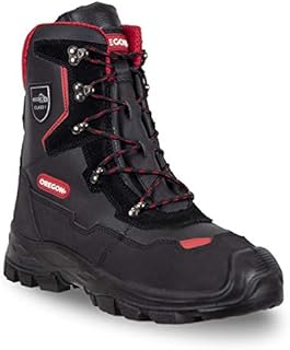 Oregon Herren Yukon Klasse 1 Leder-Sicherheitsstiefel für Kettensägenarbeiten, Mehrfarbig Schwarz Red, 42 EU