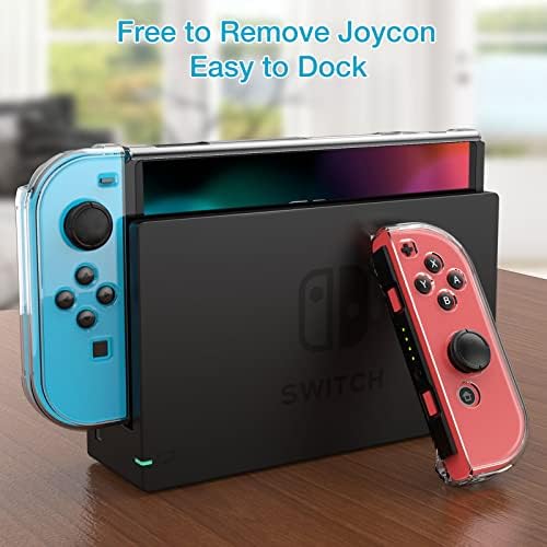 HEYSTOP Case Compatible with Nintendo Switch Dockable Clear Protective Case Cover Compatible with Nintendo Switch and Controller with a Switch Tempered Glass Screen Protector and Thumb Stick Caps