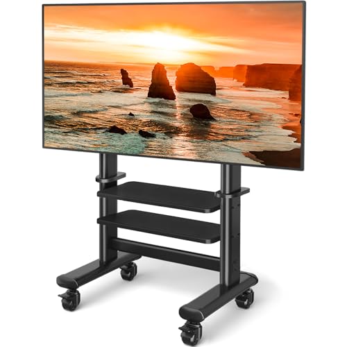Image of Mobile TV Cart Rolling TV Stand with Wheels for 50-120 inch TVs up to 250 lbs