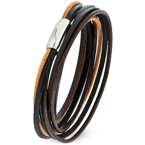 Simaru Designerska bransoletka skórzana owijana z zapięciem magnetycznym | Skóra garbowana roślinnie dla mężczyzn i kobiet | jakość Made in Germany | elegancka skórzana designerska (Brązowy/S)