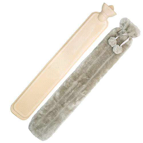 Tanness 2L Long Hot Water Bottle with Cover, Grey