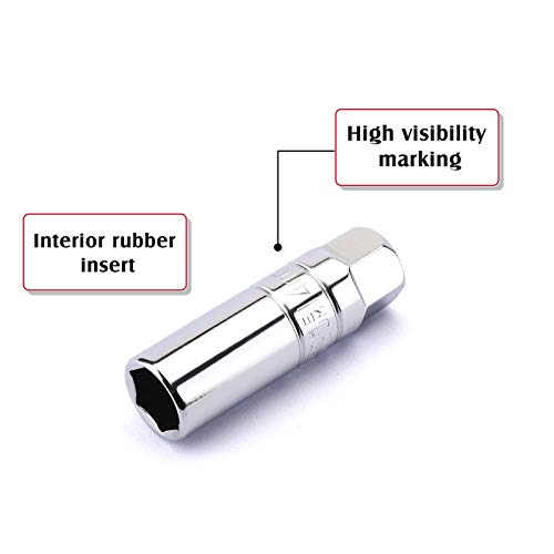 Mixpower 3/8-Inch Drive Spark Plug Socket Set, Sae & Metric, Cr-V Steel Mirror Finish, 6-Point, 5/8-Inch, 3/4-Inch, 13/16-Inch, 14Mm, 18Mm, 5-Piece Set #TOP5