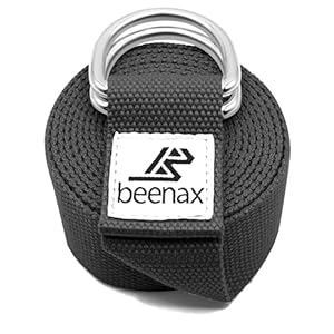 Beenax Yoga Strap Belt 1.85M, 2.5M, Extra Long Adjustable Strong Cotton 6ft 8ft with D-Ring Buckle, Exercise & Fitness Stretching for Yoga, Pilates, Dance, Gym Workouts and Physical Therapy