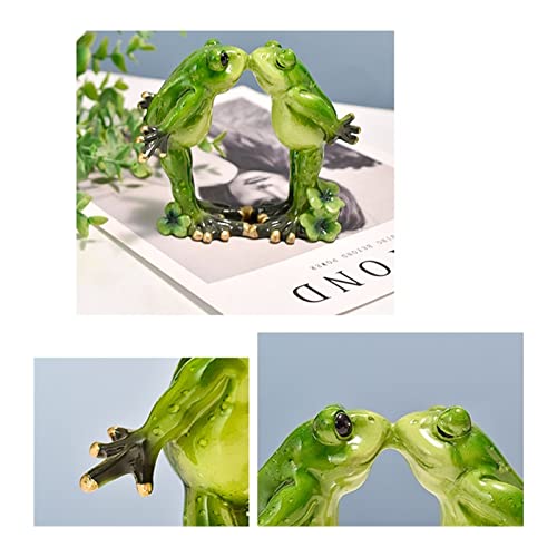 Queemie Romantic Kissing Frog Couple Figurine Resin Frogs Model Statue Funny Creative Green Frogs Collectible Figurines For Xmas Birthday Valentine's Day Gifts #TOP1