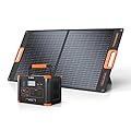 519Wh Outdoor Solar Generator with 100W Portable Solar Panel 20V, Portable Power Station 500W(Peak 1000W) Backup Battery Pack Solar Kit for RV/Van Camping Fishing Climbing Road Trip Home Emergency