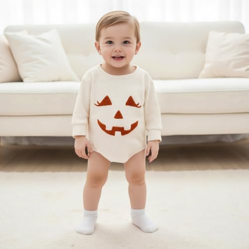 VISGOGO Unisex Baby Boy Girl Romper Waffle Newborn Infant Onesie Clothes Long Sleeve Bubble Oversized Romper Bodysuit Top2