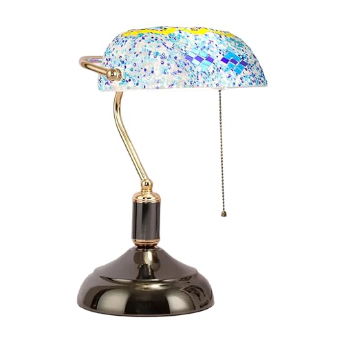 Lampe de banquier en verre teinté avec interrupteur à chaîne pour chambre à coucher, salon, restaurant, hôtel, bar