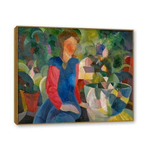 Fille avec un bol à poissons August Macke, grand tableau pour valoriser un mur blanc de salon