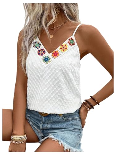 SweatyRocks Women's Floral Tank Tops V-Neck Cute Boho Summer Casual Beach Cami Tops for Vacation2