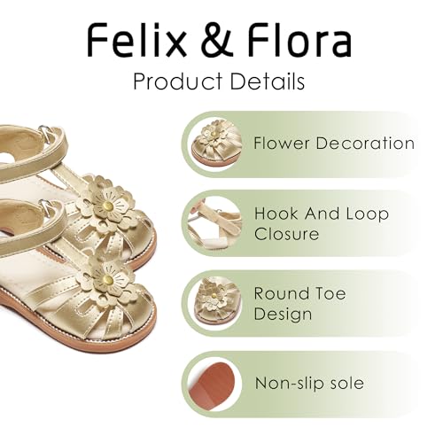 Image of Felix & Flora Toddler Girls Sandals Soft Rubber Princess Flat Shoes Flower Girl Shoes