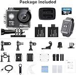 AKASO V50 Elite 4K60fps Toucher l'écran WiFi Contrôle de la voix de la caméra d'action EIS 131 pieds Caméra étanche 8X Zoom télécommande avec 64GB U3 MicroSDXC Carte mémoire