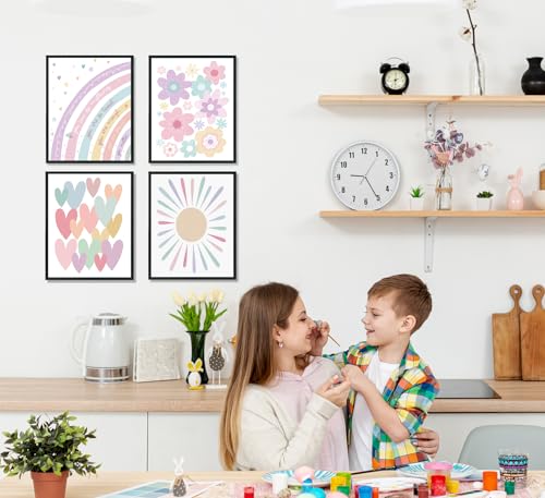 ULEGIE Toddler Nursery Girl Kids Room Wall Decor, Boho Rainbow Nursery Wall Decor Poster for Toddler Girls Kids Room Playroom Bedroom, 8x10 Inch Unframed - Image 4