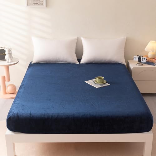 Polaristar - Sábana Bajera Coralina Premium, Sábana Bajera Ajustables Noche de Sueño (Azul Oscuro, Cama 150-150x190x25cm)