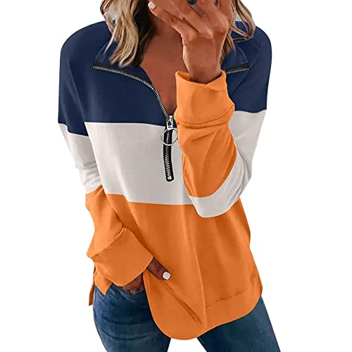 Tinarying Bague Roulement Sweat-Shirt décontracté à col Rond et à Fermeture éclair pour Femmes Pull Fille Noir Cover