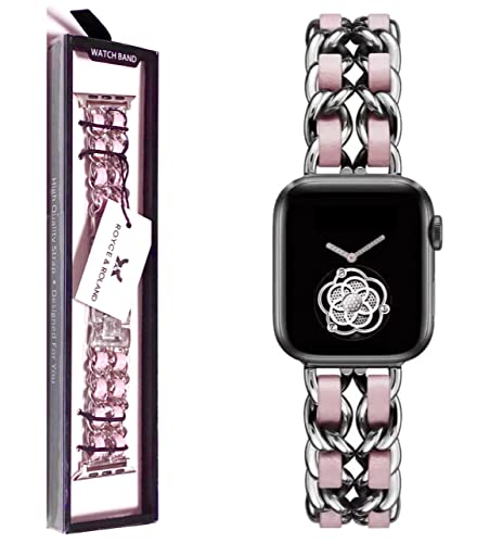 Royce&Roland Apple watch �`�F�[���x���g ������� �A�b�v���E�H�b�` ���v �o���h (���烌�U�[ �V���o�[ ���^��) ���f�B�[�X �����Y �M�t�g �v���[���g (40mm 41mm 42mm, �V���o�[/�s���N)