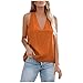 Hauts pour Femmes Casual Solid V Tank Shirts Back Neck Loose Color Sleeveless Cross Women's Tanks & Camis Chemisier