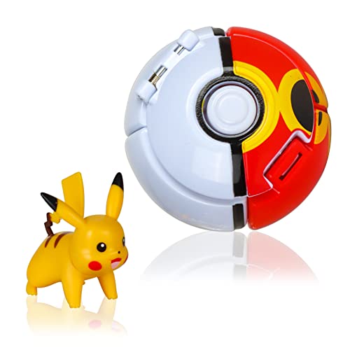 JunMallko Anime Bolas con Figuras, Toss Balls con Mini Figuras, Juguete de Bolas para lanzar Saltan Automáticamente, Mini Ball Figura Toys Set para Regalo de Cumpleaños para Niños (Red 2)