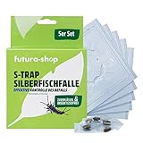 Futura-Shop - Silberfisch Klebefalle 5er Pack S-Trap - Silberfische effektiv bekämpfen mit der Giftfreien Insektenfalle Silberfischfalle