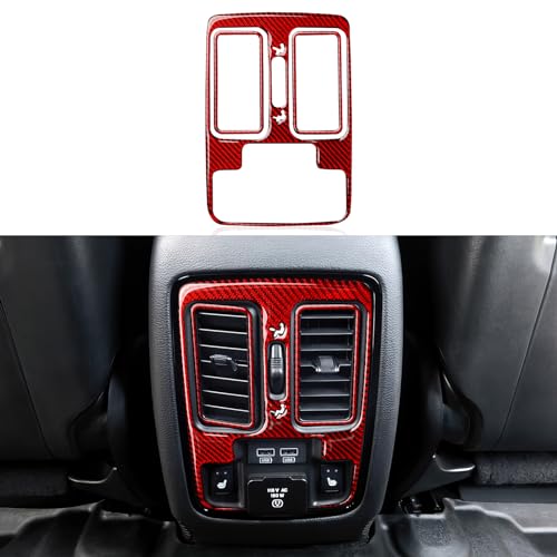 Image of for 2011-2024 Dodge Durango Accessories Car Rear A /C Air Outlet Vent Decals Carbon Fiber Stickers, B Red
