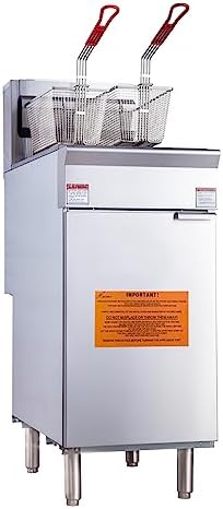 EASYROSE Gas Deep Fryer Commercial Deep Fryer with 2 Baskets 45 lb. Capacity 3-burner Natural Gas Floor Fryer, 90,000 BTU, ETL Listed