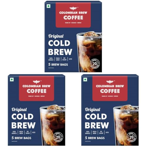 Image of Colombian Brew Coffee Arabica Original Cold Brew 5 Brew Bags, 20 Cups (Pack of 3)