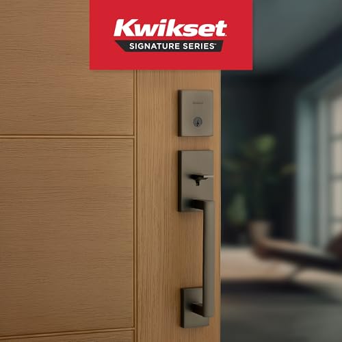 Image of Kwikset San Clemente Front Door Lock Handle and Deadbolt Set, Entry Handleset Exterior with Interior Door Knob, Gunmetal, Pick Resistant SmartKey Rekey Deadbolt Security