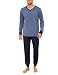 Bresdk Schlafanzug Herren Lang Winter Pyjama Set Männer Warm Nachtwäsche Hellblau M