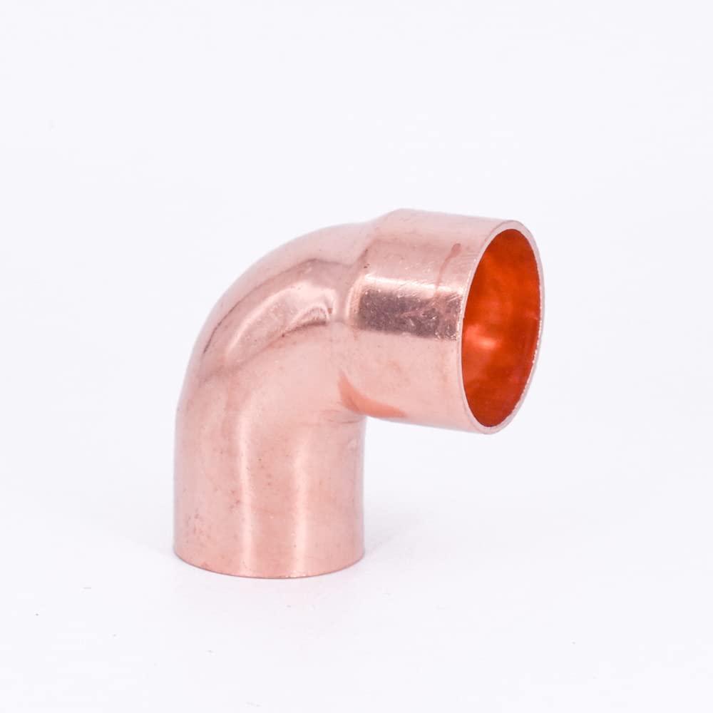 35mm ID x 35mm OD x 1.5mm Thickness Copper 90 Elbow Short Radius Scoket Weld End Feed Coupler Plumbing Fitting Water Gas Oil ICXLPMC