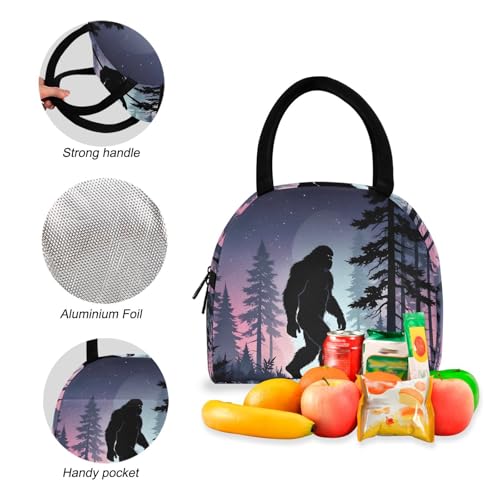 Backpack Lunch Box Set Large Capacity Travel Backpacks and Insulated Lunch Bag for Commute Hiking Picnic Silhouettes Sasquatch Print4