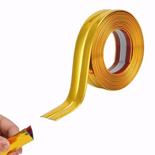 Peel and stick molding, Corner, Flexible Self Adhesive Wall for Windows, Tables & Corners, Inside & Outside Guard(4cm/Bright Gold)