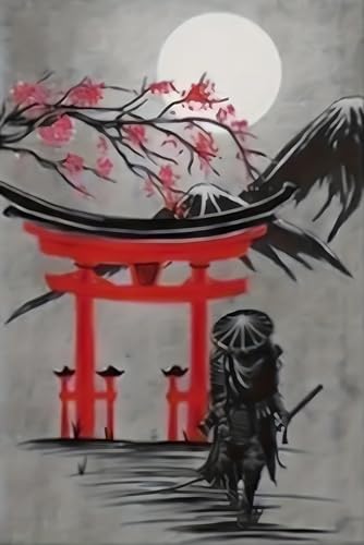 HMDKHI Japanese Bushido Poster Pictures, Japanese Ninjas Samurai Figures Painting, Japanese Figures and Mount Fuji Poster, Without Frame (JP-03, 1 Pieces, 20 x 30 cm)