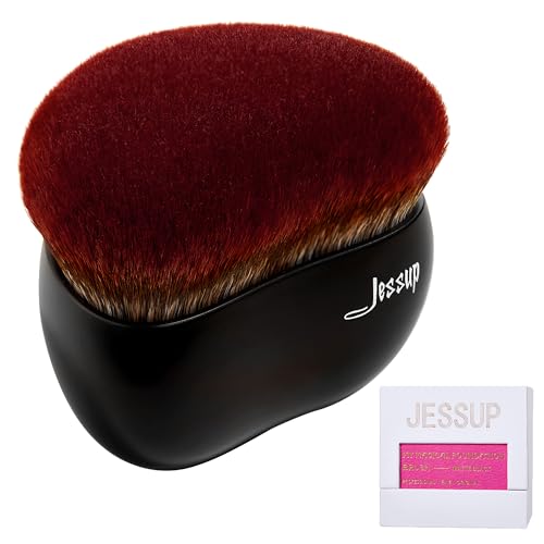 Jessup Brocha para Base de Maquillaje Brocha Kabuki Grande para Maquillaje de Cara Cuerpo Difuminar Pulir Crema Líquida en Polvo Flawless con Caja de Regalo, Negro SF001
