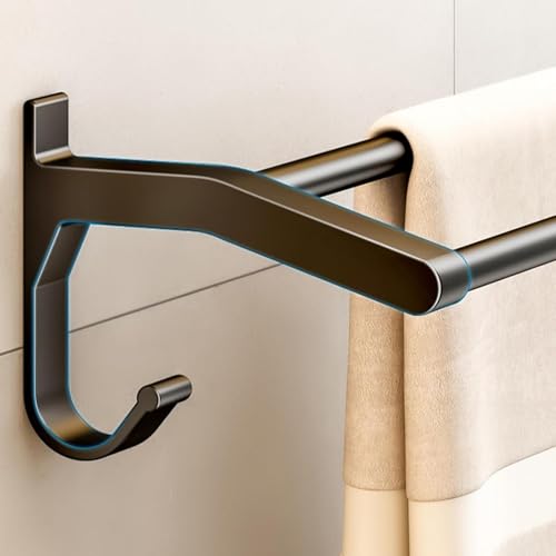 Porte-serviettes double sans perçage noir support mural cuisine 70cm