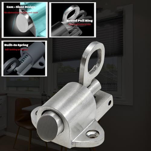 Image of Door Latch, Door Lock Latch, Easy Installation Spring Loaded 46 * 50 * 44mm Pull Ring Bounce Zinc Alloy Automatic Door Bolt Cabinets for Doors