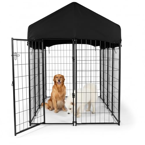 Outdoor Secure Wire Crate Kennel Door Waterproof Tarpaulin Dogs Welded Wire Kennels for Medium Small Dogs