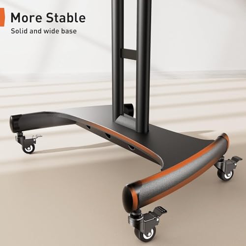 Perlegear Mobile TV Cart for 32-82 Inch Flat/Curved LED/LCD/OLED TVs Rolling TV Stand with Height Adjustable Shelf Max VESA 600x400mm up to 100lbs- Outdoor TV Stand Trolley with Wheels PGTVMC05-1
