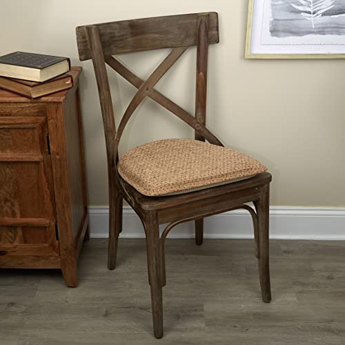 Klear Vu Raindrop Non Slip Dining Chair Polyester Pad Cushion, Set Of 4, Natural #TOP1