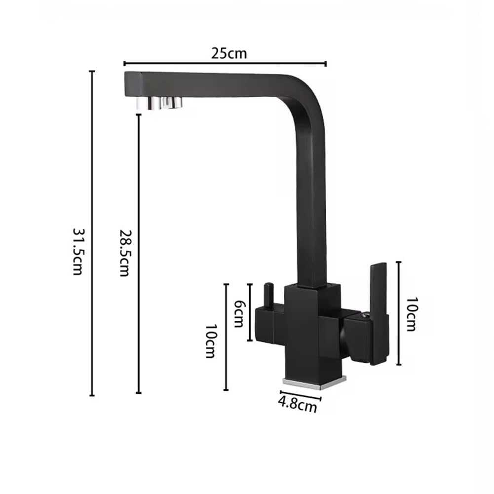 Grifo Cocina 3 Vías Osmosis, Grifo Cocina Fregadero Para Agua Potable, Con 2 Salidas, Latón Monomando Giratorio A 360° Mezclador De Fregadero, Agua Fría Y Caliente Disponibles, Cromado