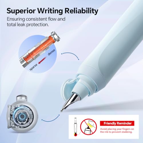 Image of WRITECH Clictek Fountain Pen Fine: Retractable Black Ink with 10 Cartridges