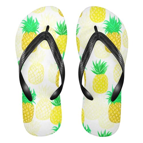 White Pineapple Fruit Flip Flops for Beach Thong Sandals Anti-slip Lightweight Shower Shoes for Summer Travel Swim
