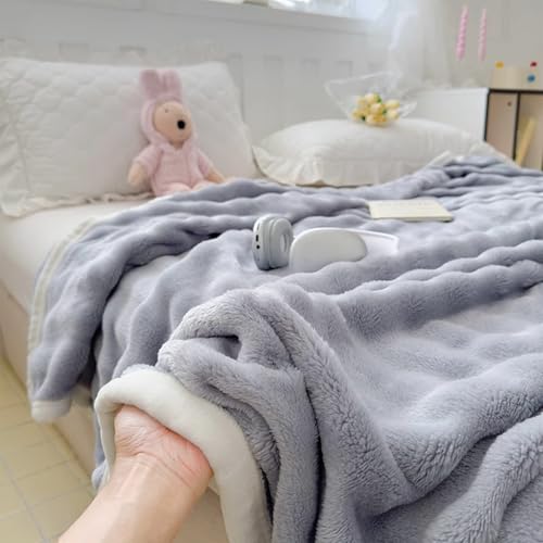 bingkeer とろ ふわ 毛布 冬用 ブランケット ふわふわ あったか ブランケット オフィス 昼寝 柔らかく肌触 ふわふわ ソファ 膝掛け 洗える ギフト 静電気防止 暖かい 厚手 グレー 100*150cm
