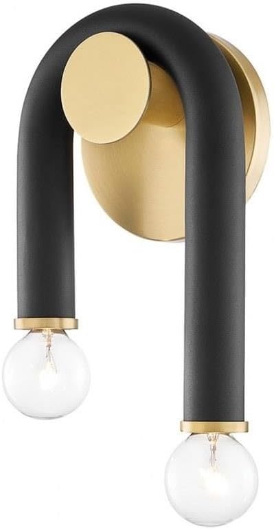 Mitzi H382102-AGB/BK Whit - 2 Light Wall Sconce 11 inches Tall and 6.5 inches Wide - Aged Brass/Black
