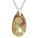Sterling Silver 925 Made with Swarovski Crystals Golden Shadow Teardrop Pendant Necklace for Women, 18"