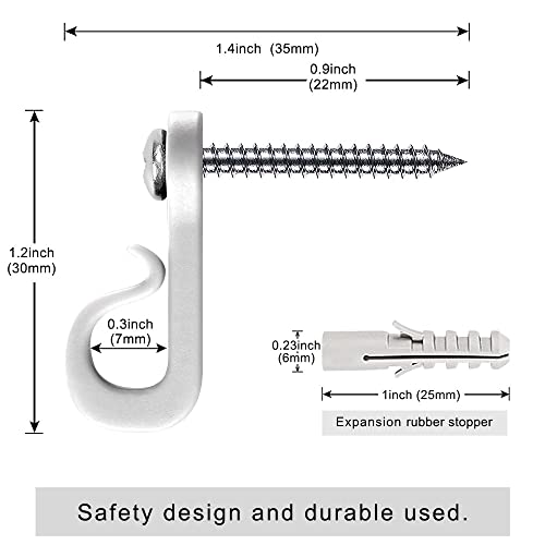 Seleware 20Pcs Q-Hanger, Home Christmas Lights Hanger Hooks With Phillips Screw For Garage New Year Party Outdoor Easy Release Wire And Fairy Led Lights, Wall Hooks Gray-White #TOP5