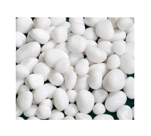 Image of Pebbles Stones for Plants Pots, Decorative Garden and Glass Pebbles, Table and Home Decor, Vase Fillers, Gravels Stone for Aquarium, Vase, Fountain Home Outdoor (White) (950 GM)