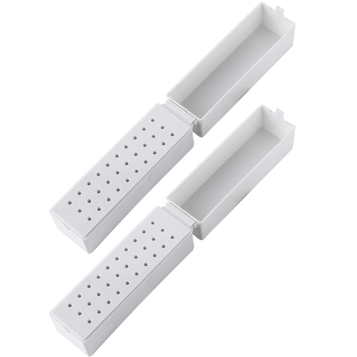 Alipis Scatola Porta Punte per Fresa Unghie 30 Slot in Pp Bianco Antipolvere e Leggera, Organizer per Manicure Professionale e Uso Domestico 2 Pezzi